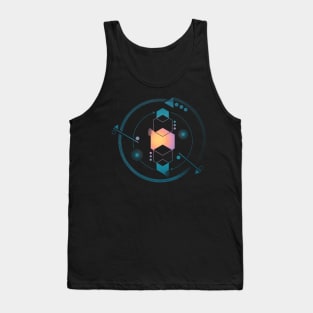 Galaxy geometric Planet blue abstract Tank Top